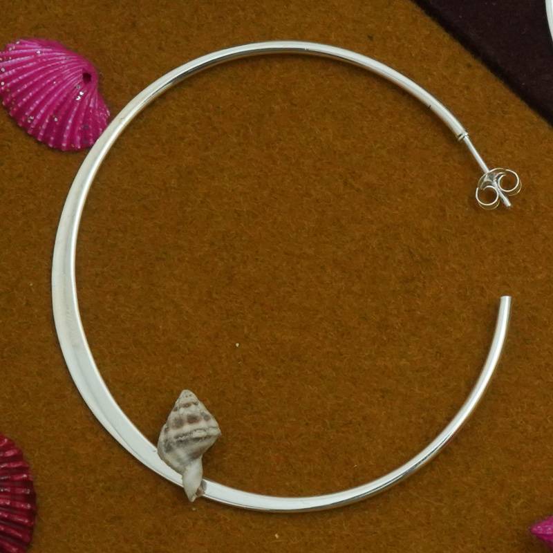 925 Pure Silver Circular Half Hoop Earrings | Silver Semicircle Earrings : TWP1168