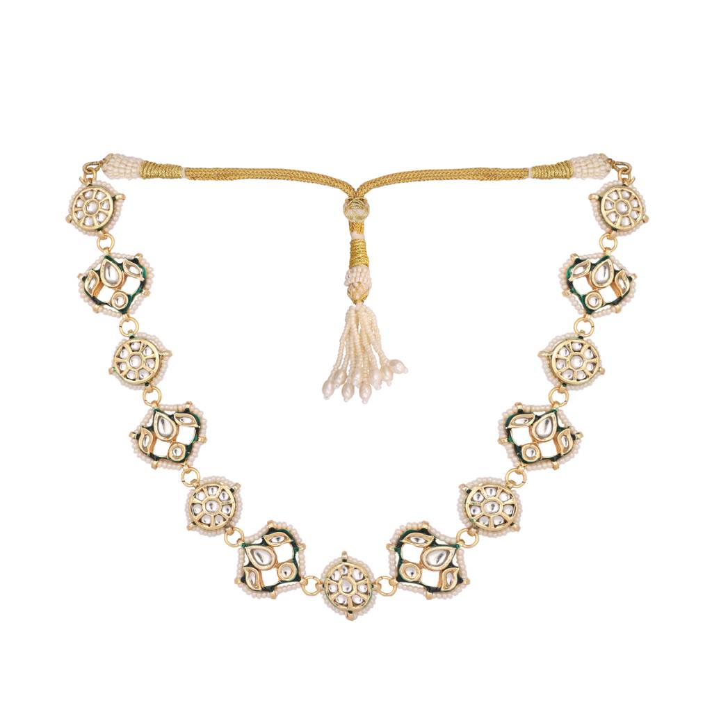 22K Gold Plated Kundan Ornate Royal Matha Patti : YI24A0471H