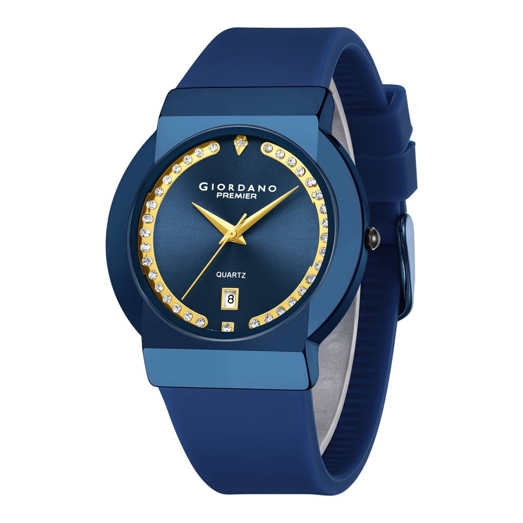 Premier Stellar Collection Analog Quartz Watch For Women With Round Dial, Crystal Studded Bezel, Date Display &  : GZ-50228-03