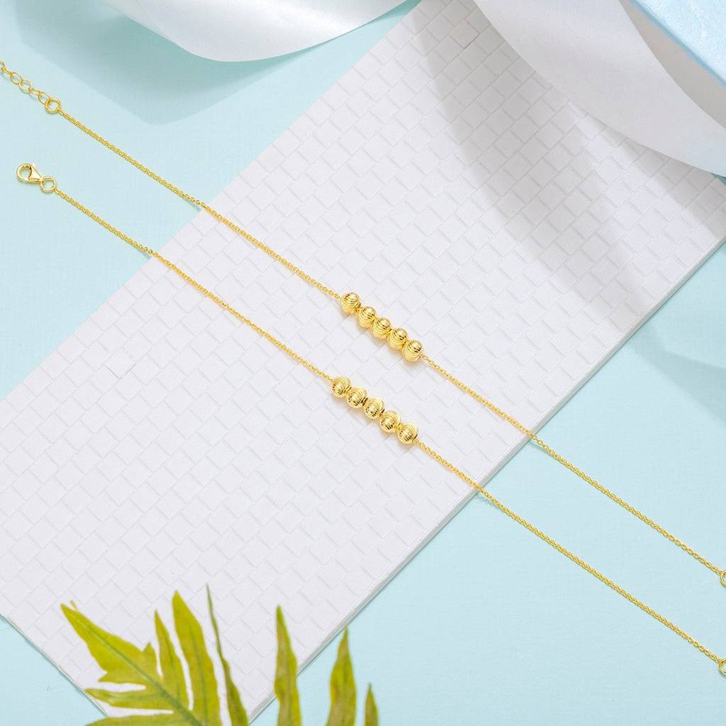 Golden Bead Plated 925 Sterling Silver Anklet : ANK-60162-PAIR