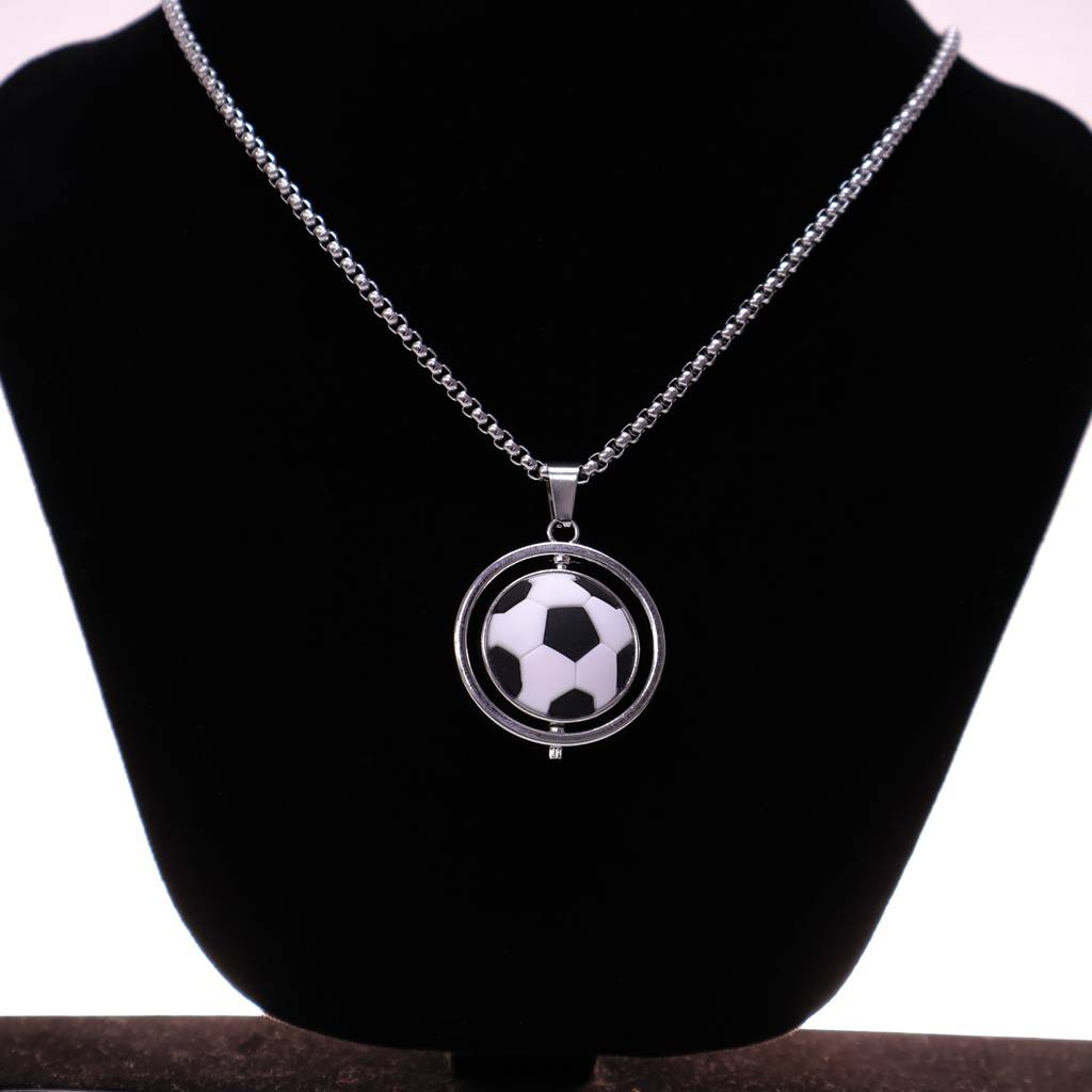 Men’S Football Pendant Necklace | Sports Lover Chain For Boys & Men | Soccer Ball Charm Necklace | Silver Finish Jew : LJGN004
