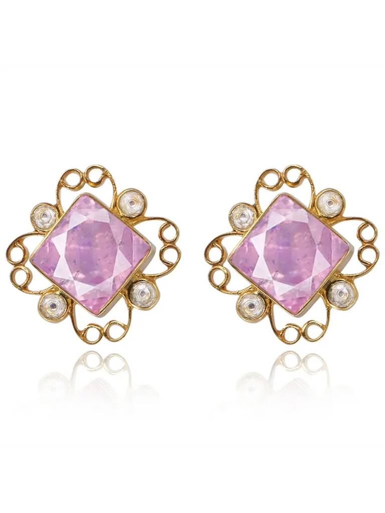 Gulabo Silver Square Pink Earring : U080SG010E1024