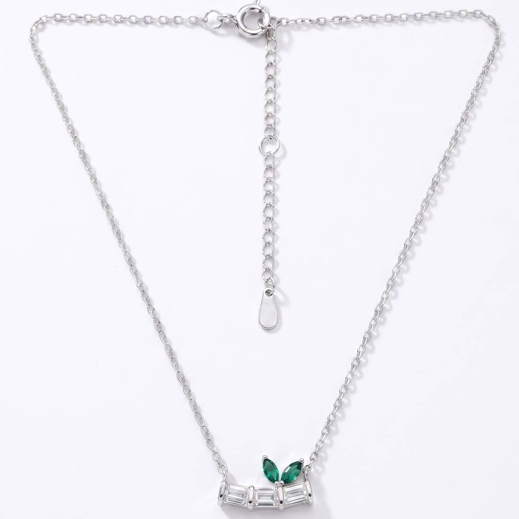 925 Siller 925 Pure Antique Silver Necklace | Green Stone Oxidized