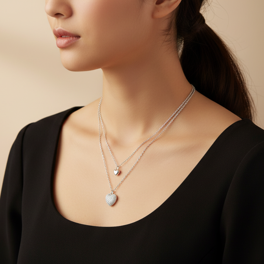 Toned Heart Pendant Necklace For Women – Elegant Heart Design With Subtle Cz Accent | Premium Romantic Jewellery : 5394987611