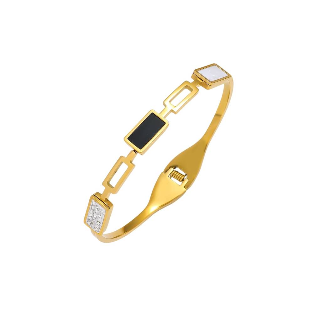 Black Stone Diamond Bracelet : BR_SS_CB07_gld