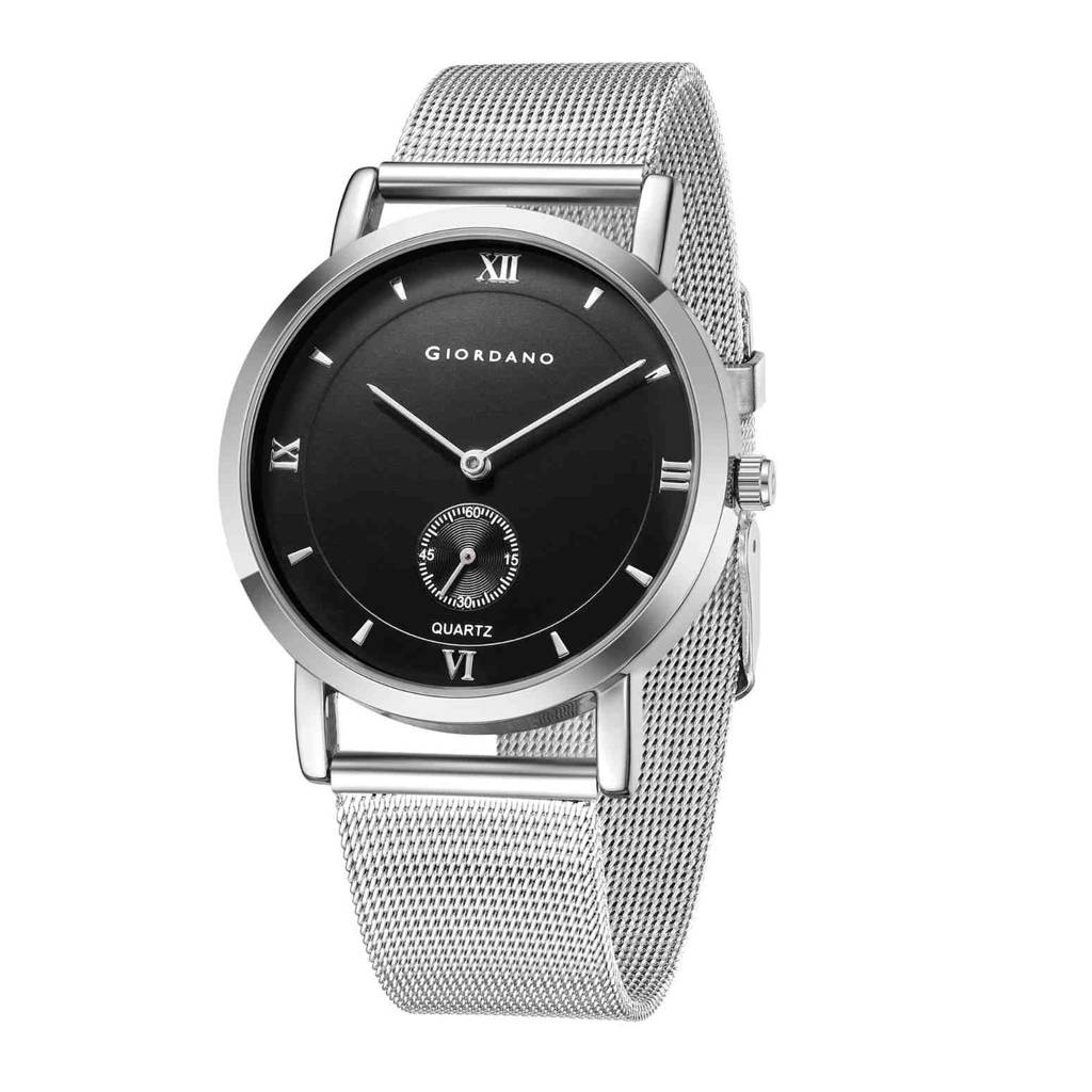 Giordano Classic Analog Quartz Watch For Men Â Mesh Metal Strap, Minimalist Dial With Roman Numerals, Slim Ele : GZ-50186-33