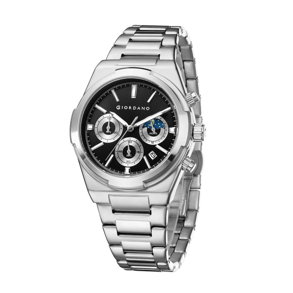Giordano Luxury Multifunctional Watch For Men With Round Dial, Date Display And Stainless Steel Strap : GZ-50152-22