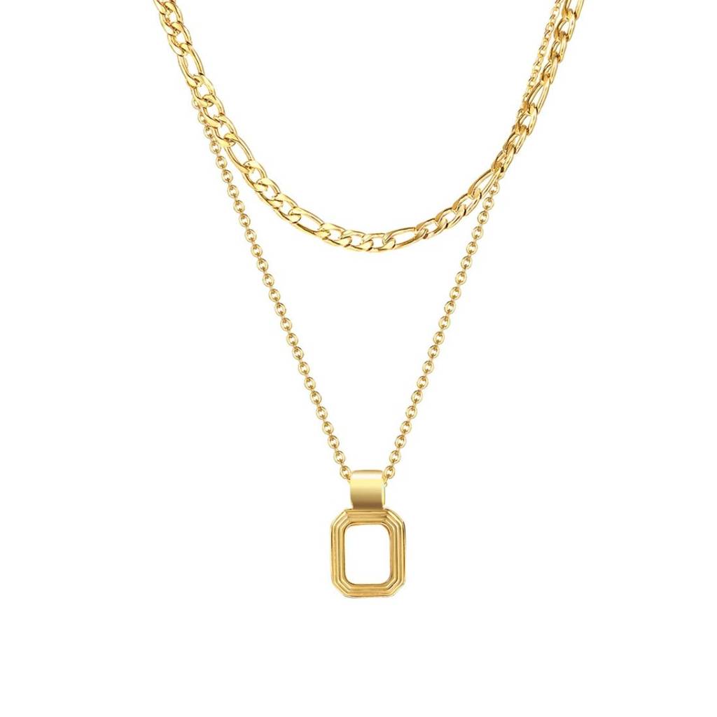 18K Gold Plated Waterproof Anti-Tarnish White/Black Shell Layered Neckchain : AFC0125N153WH