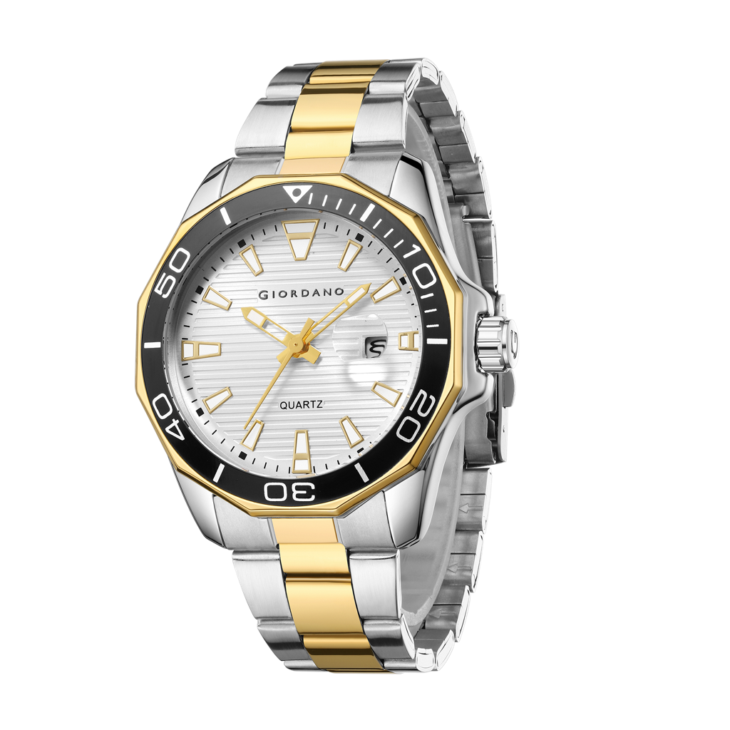 Giordano Stainless Steel Analog Watch For Men – Classic Sporty Design | Textured Dial, Quartz Movement And Date  : GZ-50149-33