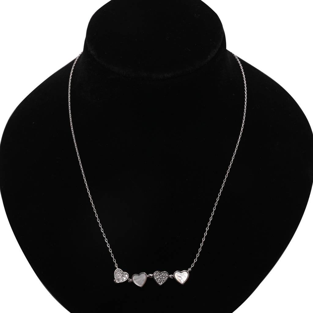 Minimalist Silver Chain Heart Pendant | Double Heart Pendant Necklace : CP1017