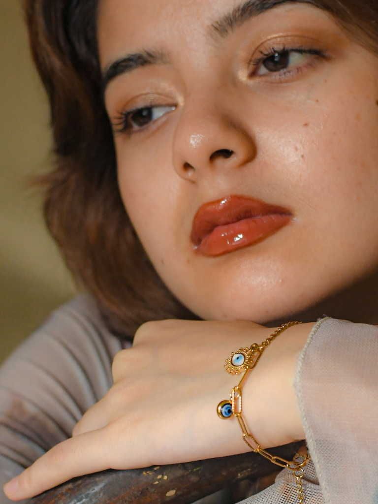 Evil Eye Gold Bracelet Â Anti-Tarnish, Adjustable & Waterproof : ATCB585EECCB