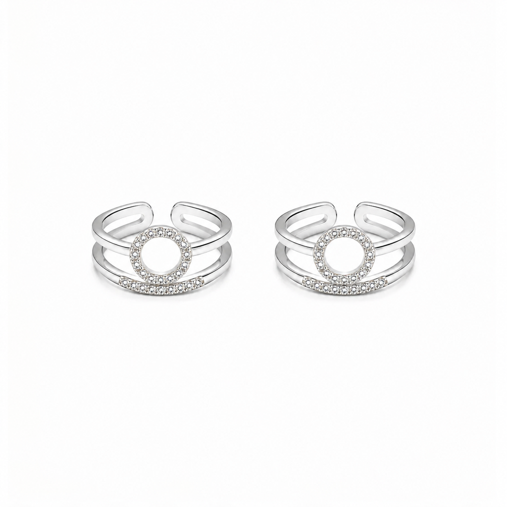 Silver Elegant Double Layer Toe Ring : TR00370