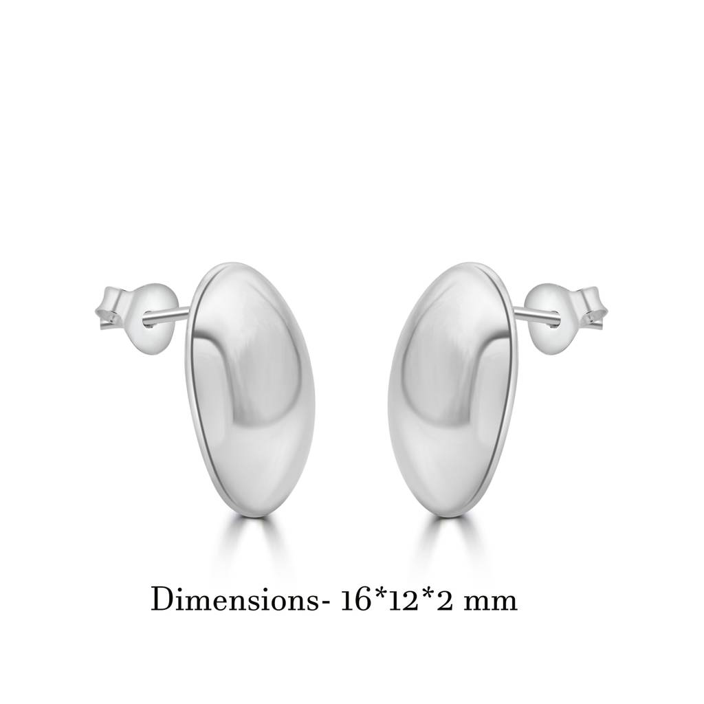 925 Sterling Silver Curved Oval Shape Post Earrings| Round Circle Studs : TWP1191