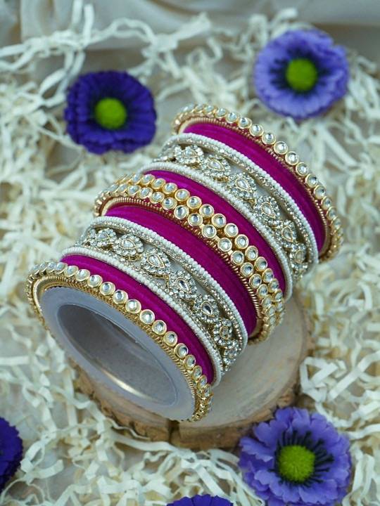 Traditional Velvet Bangles Set For Women : HB-28-24-RANI