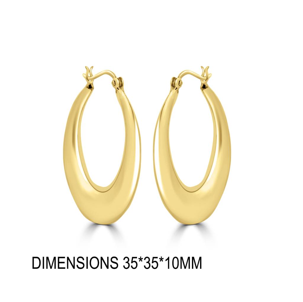 925 Sterling Silver Golden Circular Hoops Earrings : TWP1224
