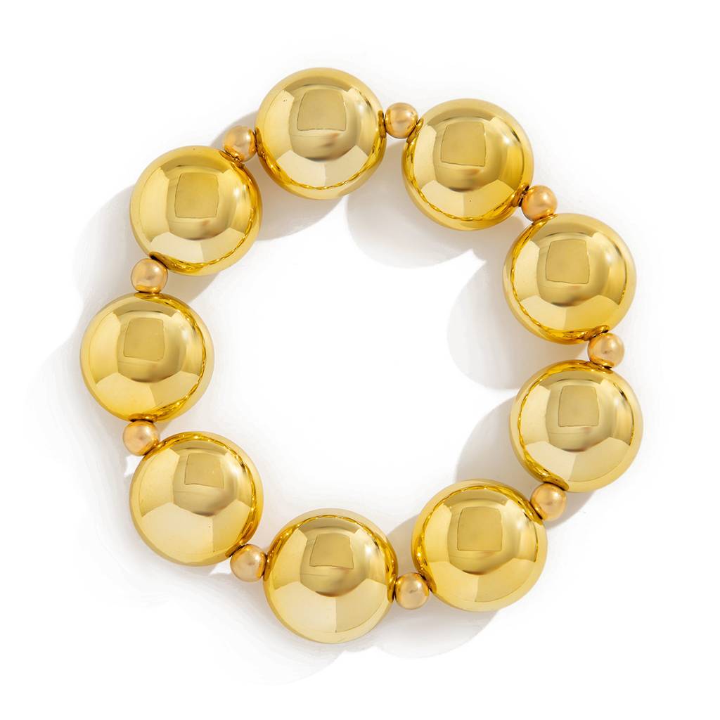 Gold/Silver Plated Bold Chunky Glossy Stretchable Beaded Bracelet : AMU0125B523G