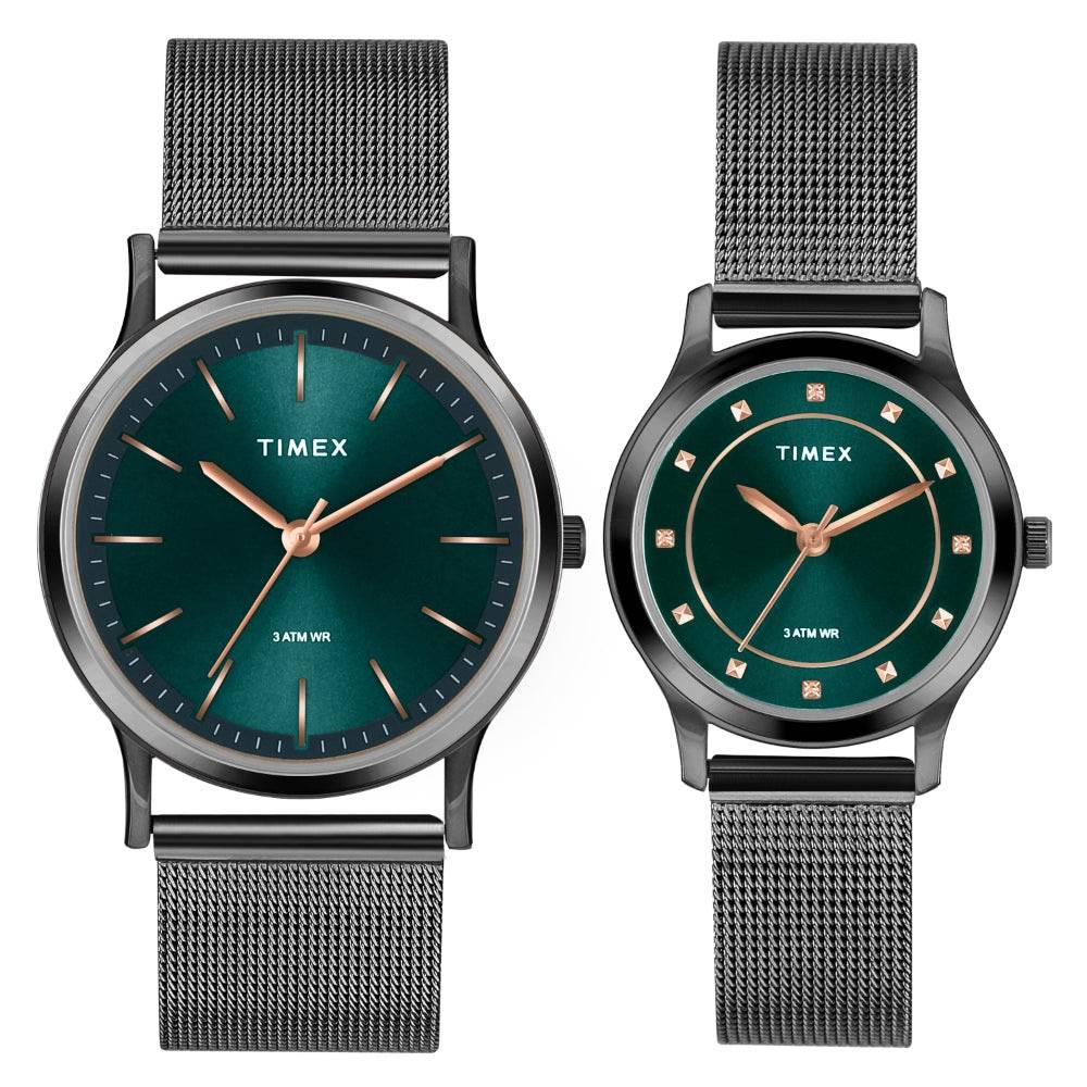 Timex Round 39Mm Dial Analog Pair Watch - Tw00Zp001 : TW00ZP003