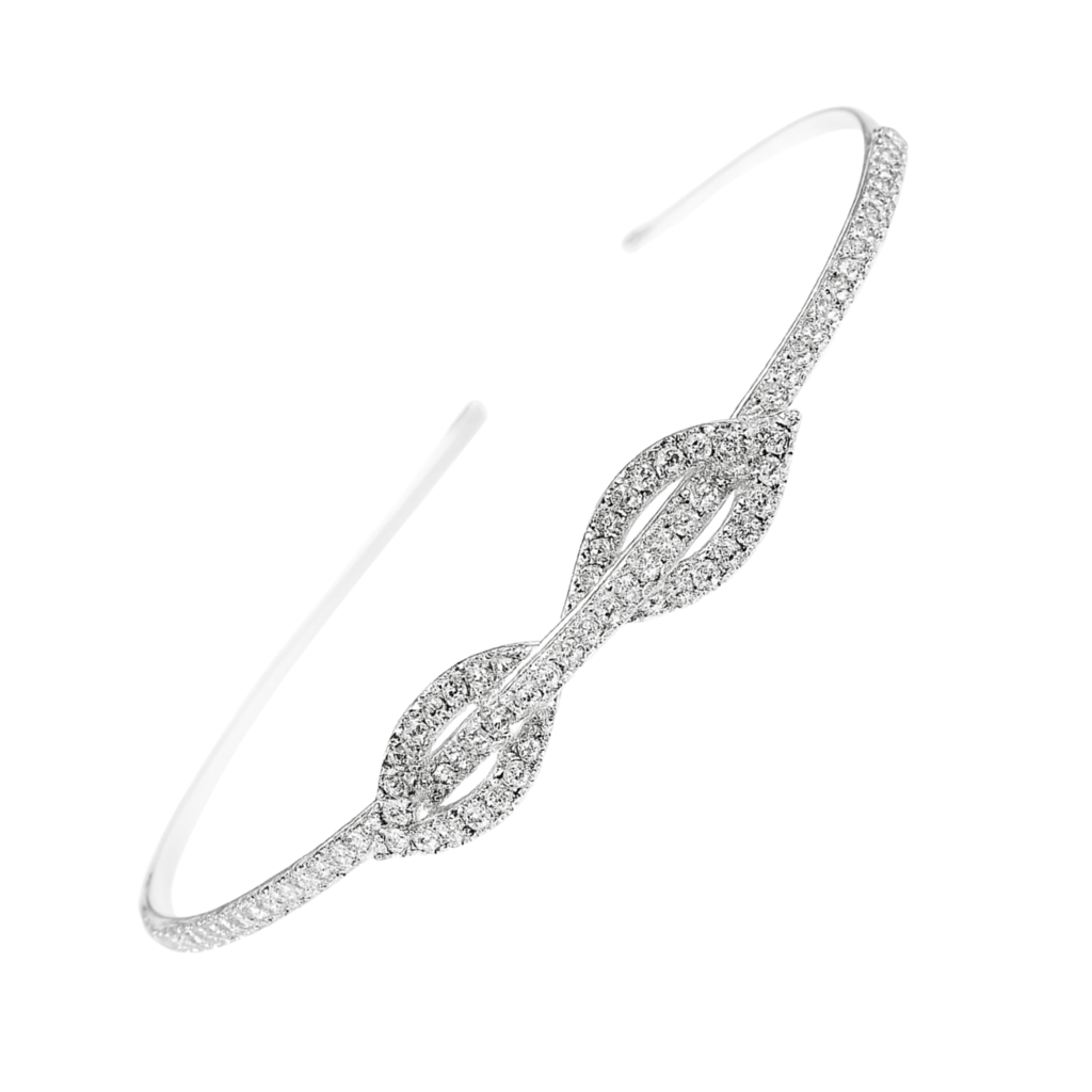 Silver Crystal Leaf Bridal Hair Band For Women | Rhinestone Wedding Headband Tiara | Elegant Partywear Hair Ac : M4SK-HB-EIGHT
