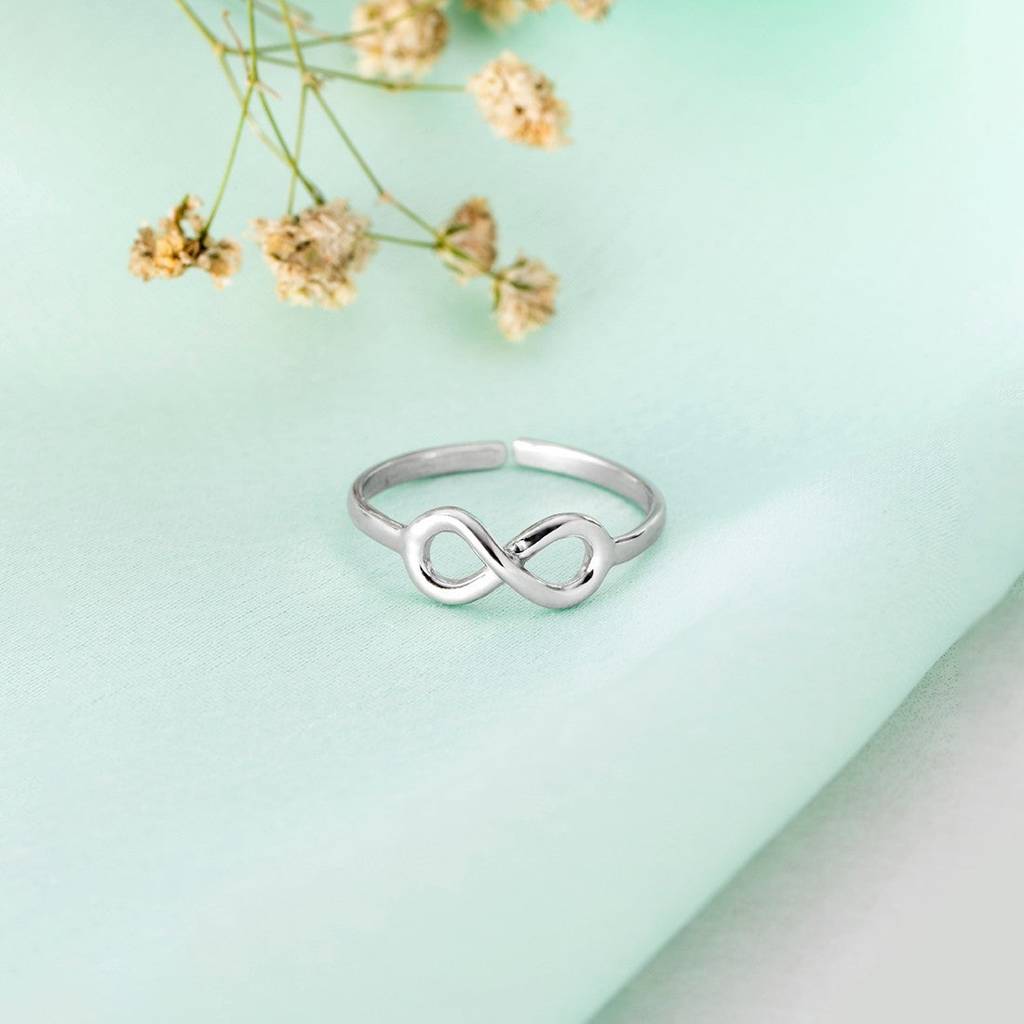 Infinity Rhodium Plated 925 Sterling Silver Ring (Adjustable) : RNG-40135