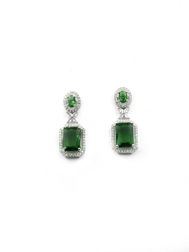 Sparkling Diamond Crystal Stud Earrings : ADEarrings9Green