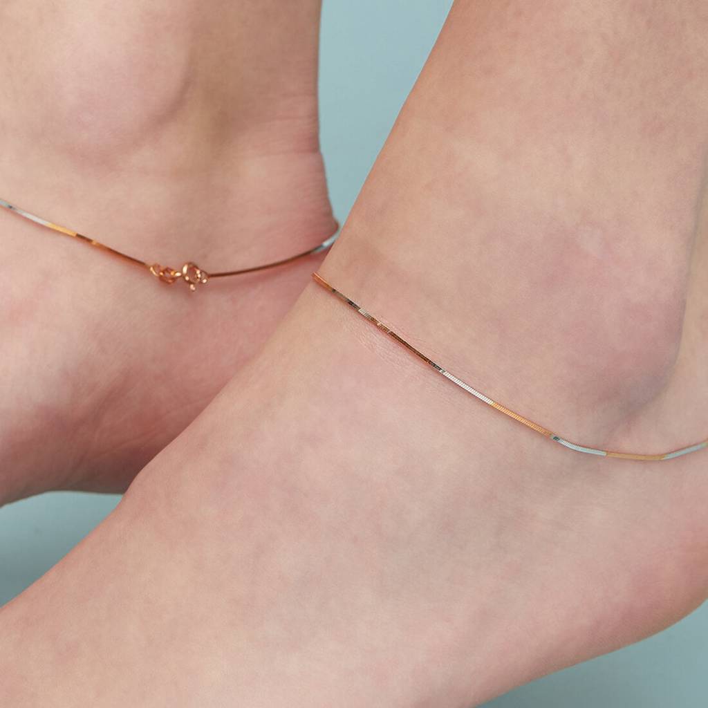 The Elegant 925 Sterling Silver Anklet : ANK-60016-PAIR