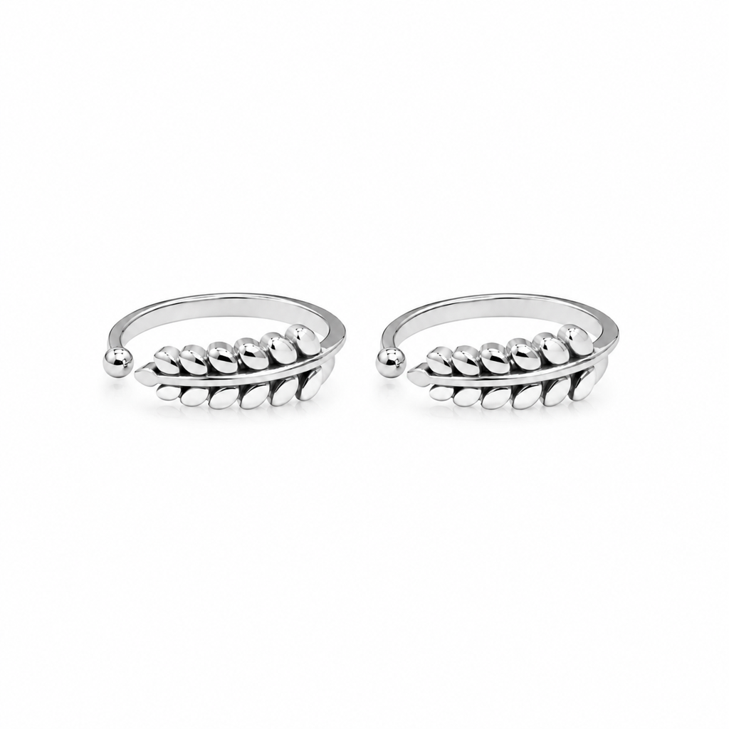 Silver Leaf Adjustable Toe Ring : TR00340