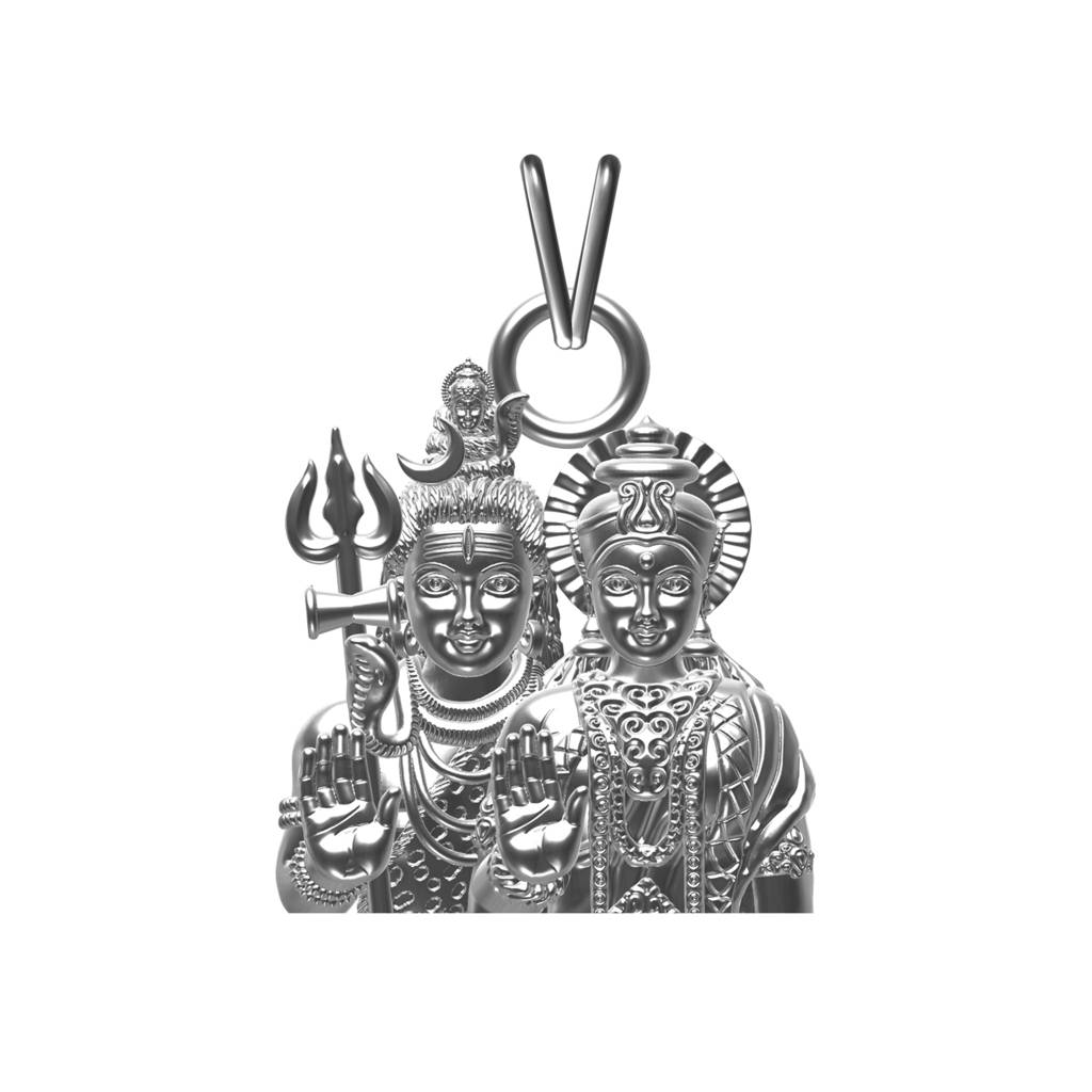 Silver God Shiv Parvati Pendant : ZLGDP-1029