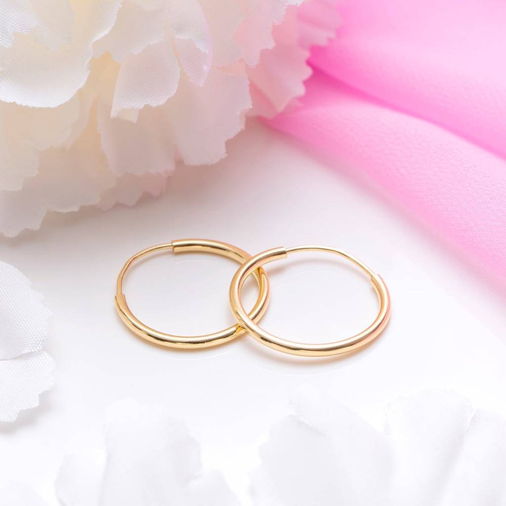 Great Golden Hoops 925 Sterling Silver Earrings : EAR-20451-G