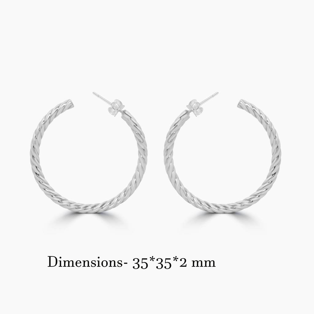 925 Sterling Silver Twisted Rope Hoop Earrings |Rope Screw Hoops : TWP1157