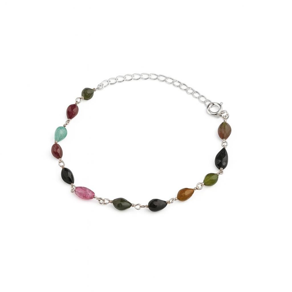Silver Ganthan Bracelet With Tourmaline Stones : Silver_Ganthan_Bracelet_Tourmaline_Stones_Aug25