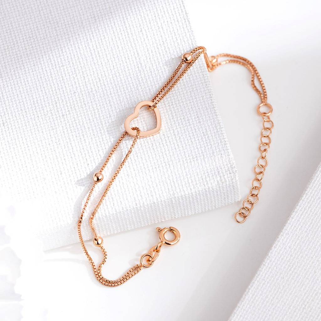 Heartfelt Affection Rose Gold-Plated 925 Sterling Silver Bracelet : BR-80270-RG