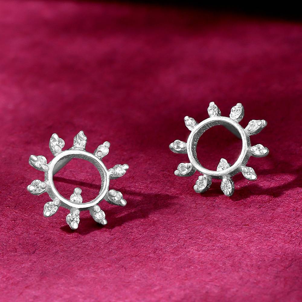 92.5 Silver Round Zircon Earring : 92.5 Silver Round Zircon Earring : U125SG002E0592