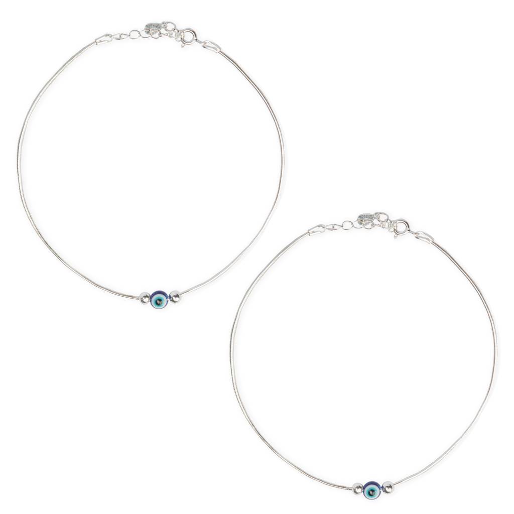 925 Pure Silver Evil Eye Anklet : AK1005