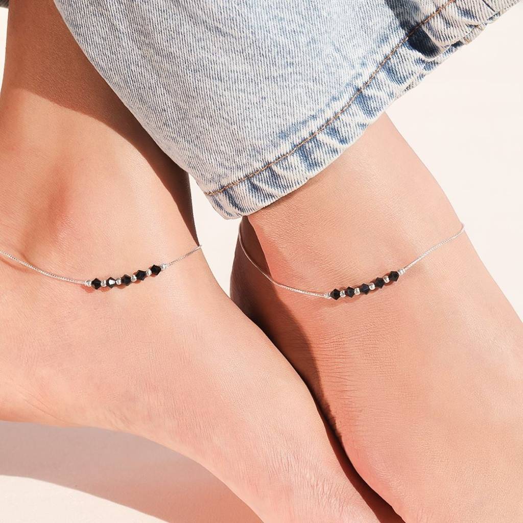 Graceful Whispers Rhodium-Plated 925 Sterling Silver Anklet : ANK-60275-PAIR