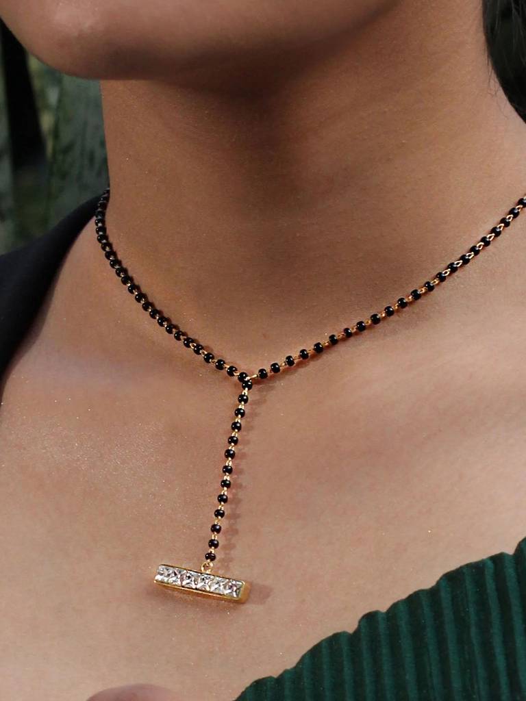 Contemporary Silver Mangalsutra Necklace : U080SG007N0263