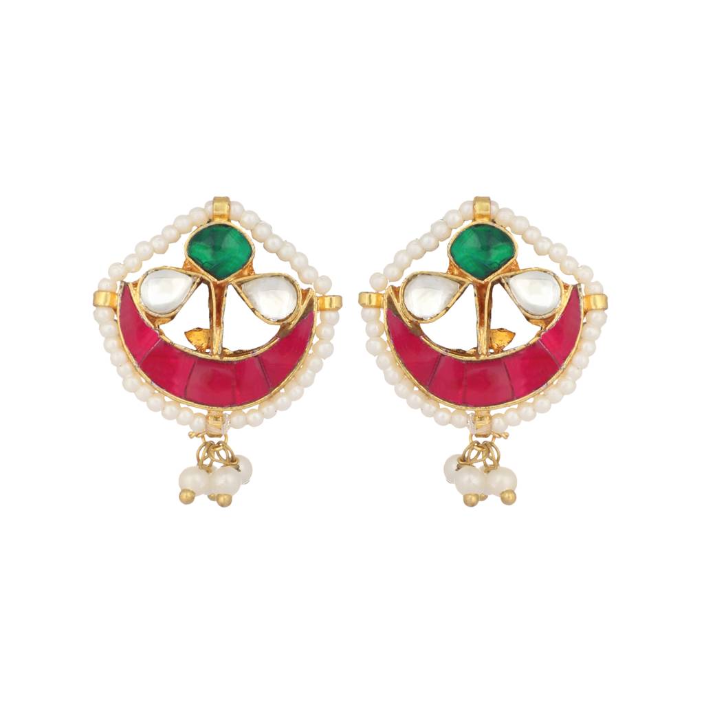 Ethereal Kundan & Pearl Stud Earrings : YI24A0460E