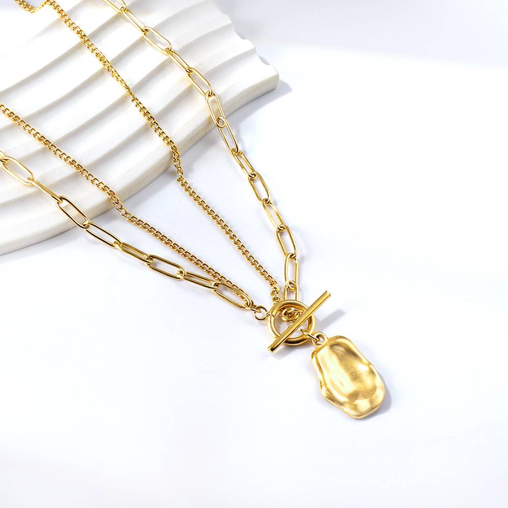 Regal Beaten Gold Layered Necklace : AS-NK-LG-01