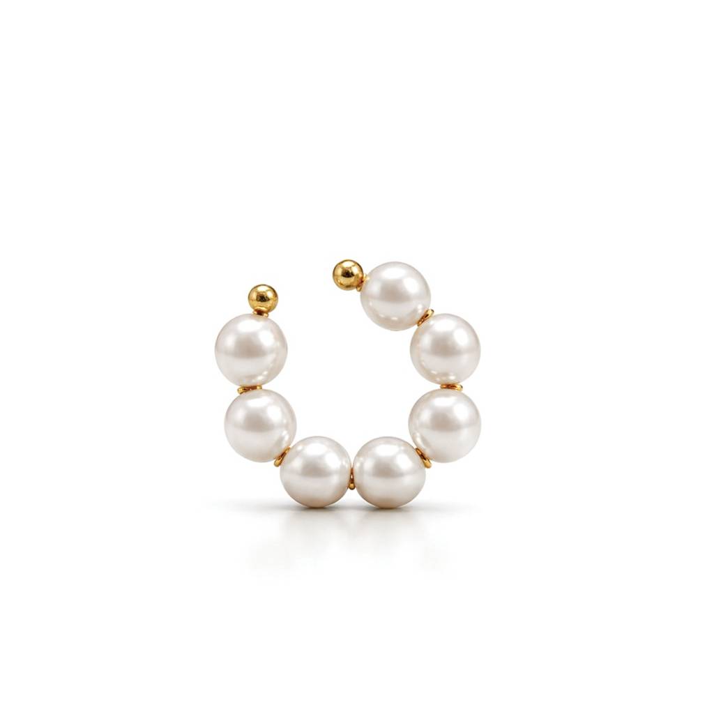 Gold-Toned Pearl Ear Cuff - Waterproof, Classic Office & Party Earcuffs : 100905