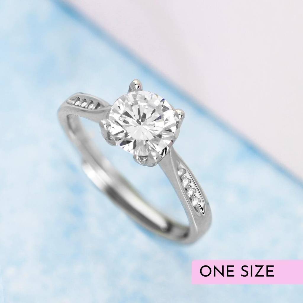 Sweetheart Solitaire 925 Silver Ring (Adjustable) : RNG-40041