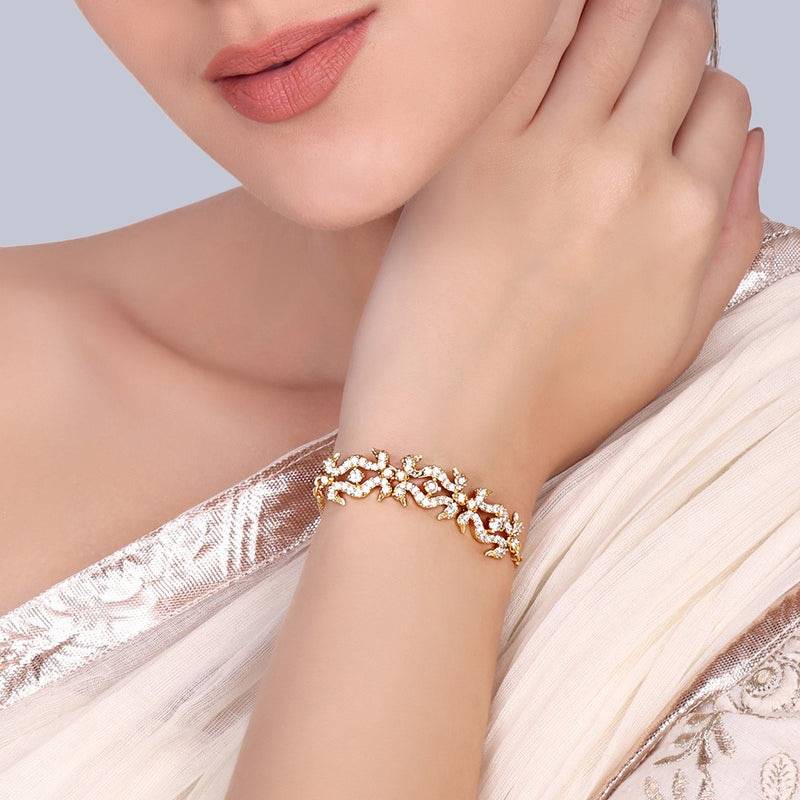 Glam Cz Peacock Bracelet Adjustable Bracelet | Festive & Party Wear : AD-175-IGWEBR