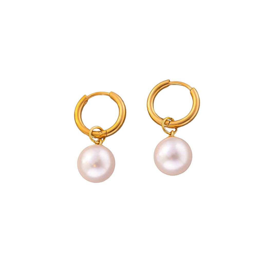 Ring Pearl Hoop Earring : ER_SS_RingPrl_Gld