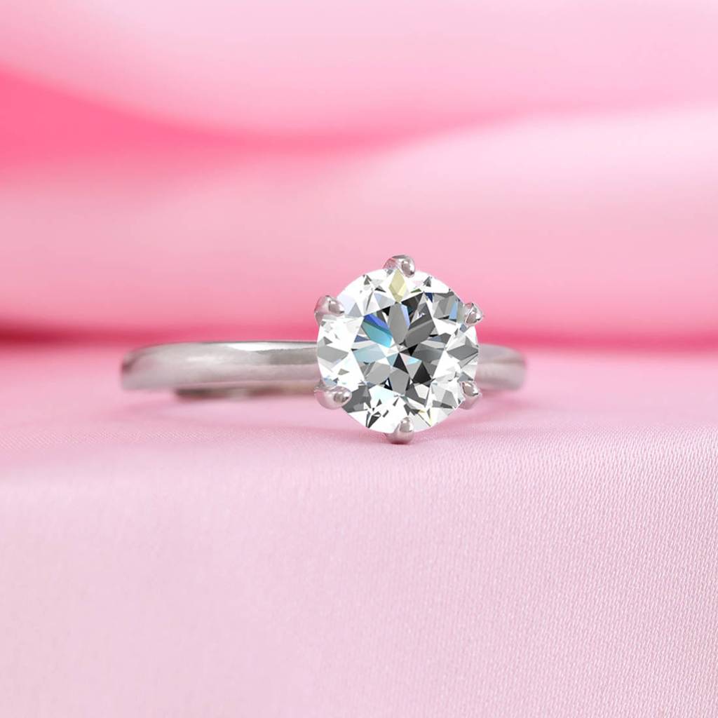Solitaire Rhodium Plated 925 Sterling Silver Ring : RNG-40373-R