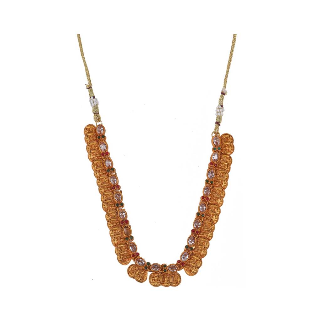 Exquisite Gold-Plated Classy Coin Necklace Set : LaxmicoinWhite