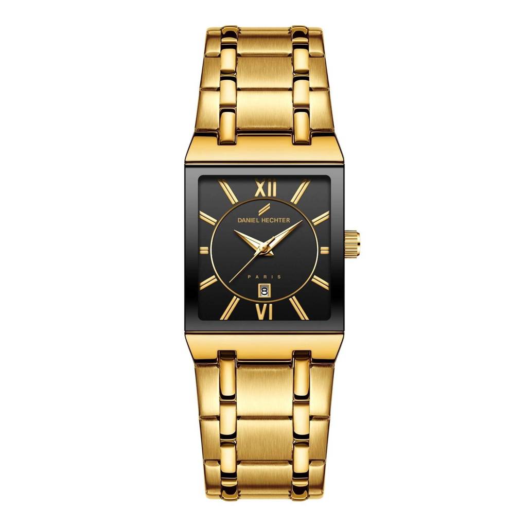 Daniel Hechter Paris Gallieni Collection Vintage Analog Watch For Men - Rectangular Dial With Roman Numerals, Dat : DHM1029-33