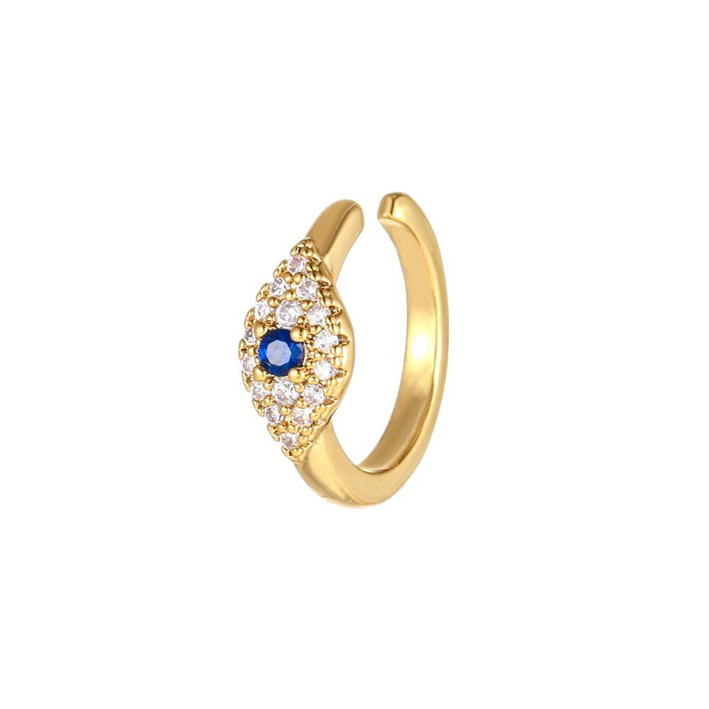 18K Gold Plated Anti-Tarnish Zircon Evil Eye Cuff Earring (Single) : AWU0125E676