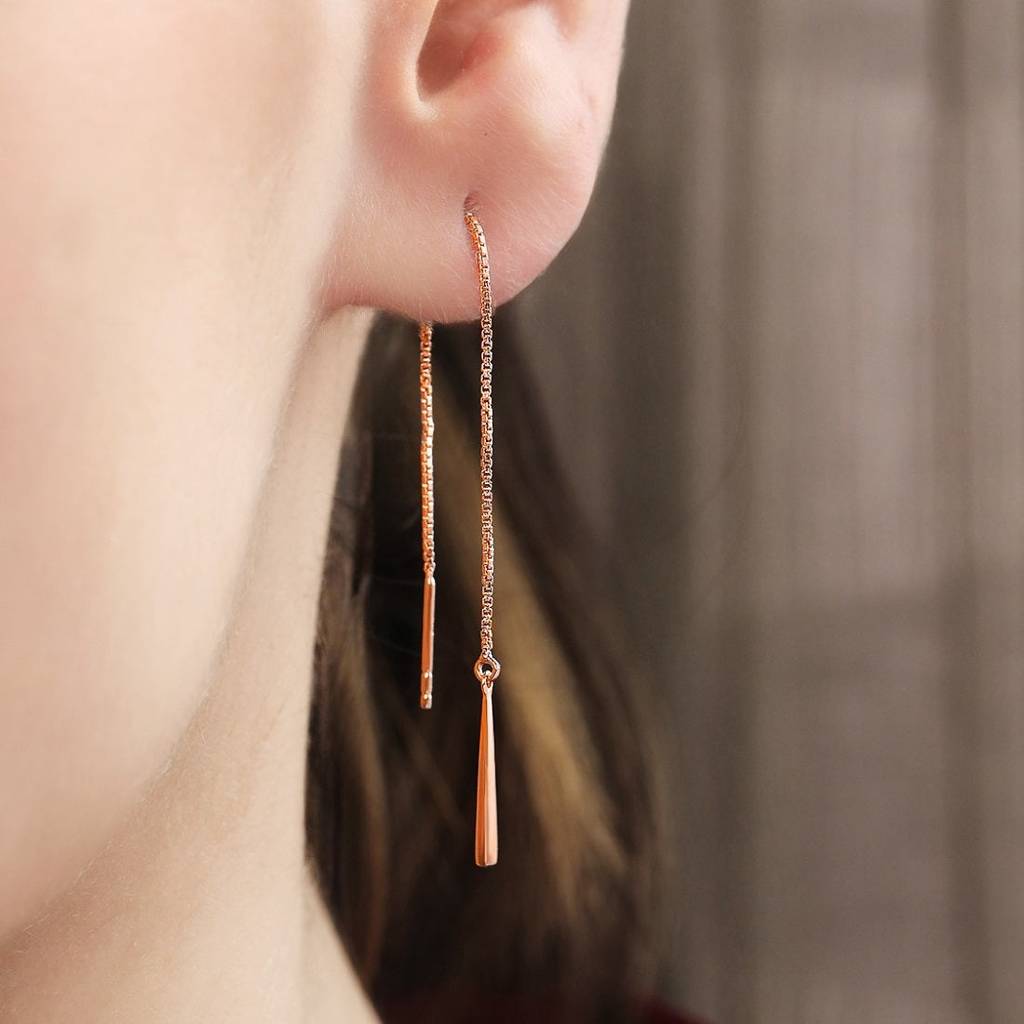Sui Dhaga 925 Sterling Silver Earrings In Rose Gold : EAR-20046