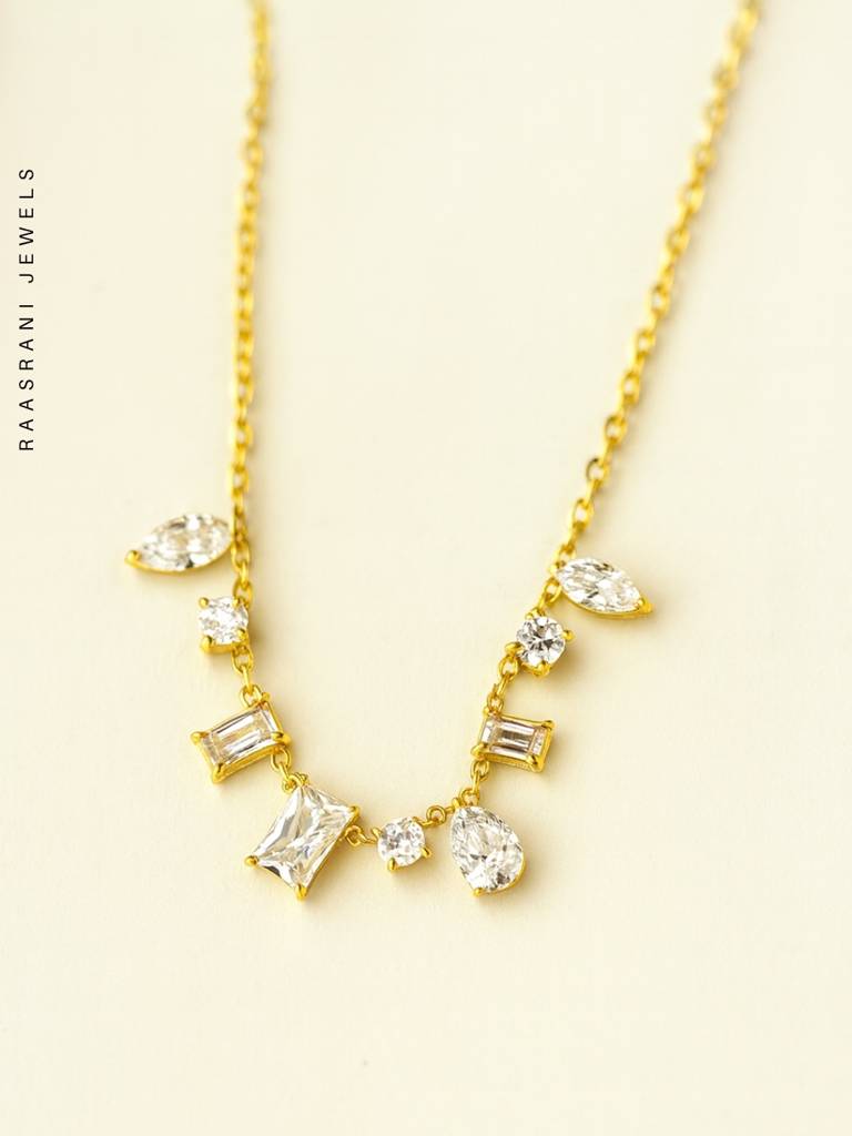 Brand Inspired Multi-Shaped Ad Stone Neckpiece | 18K Gold Plated : S925C699SIMN