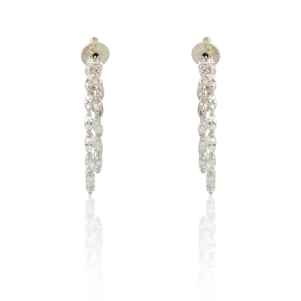 Double Hoop Zirconia Half Bali Earrings : IE909