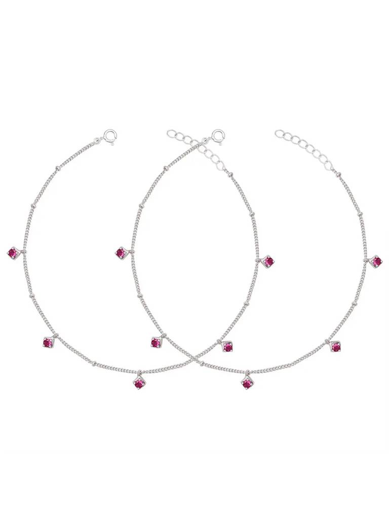 Red Zircon Silver 92.5 Anklet : U080SO06LA0330