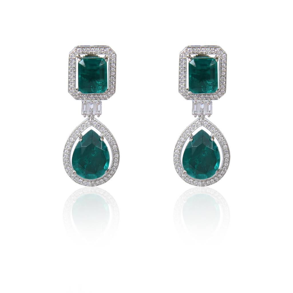 Statement Emerald Dangler Earrings : IE1038